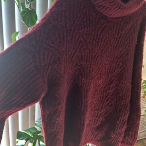 Red Knit Turtle Neck Sweater
